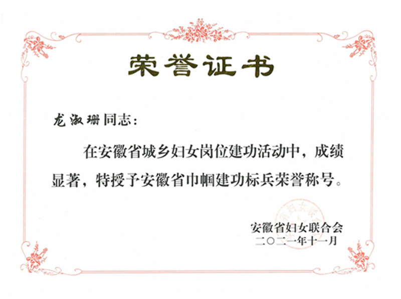 喜報(bào)！康明納集團(tuán)總經(jīng)理龍淑珊榮獲“安徽省巾幗建功標(biāo)兵”稱(chēng)號(hào)!